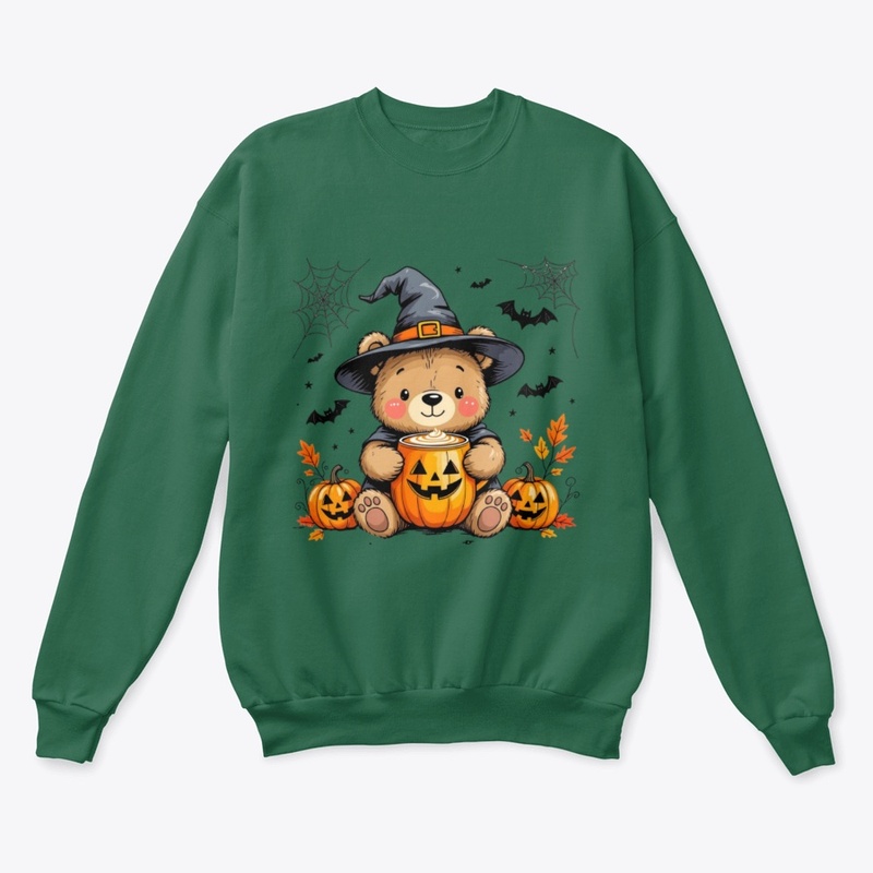 Chubby Bear Witch with Pumpkin Latte