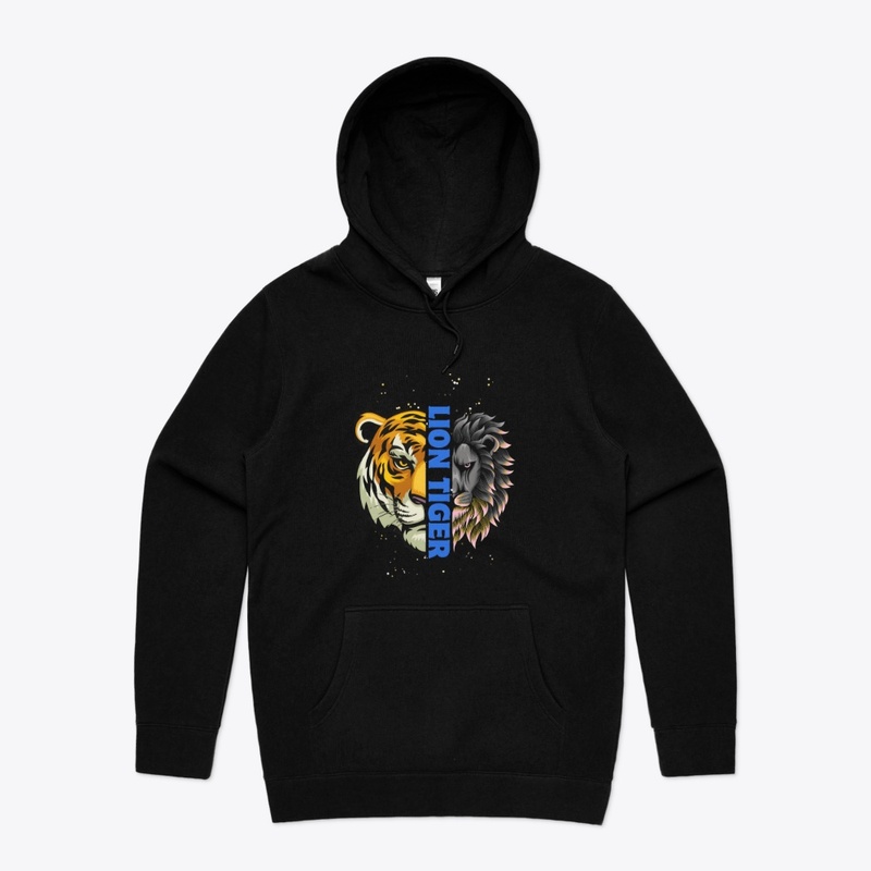 Lion Tiger Black Long Sleeve-Hoodie