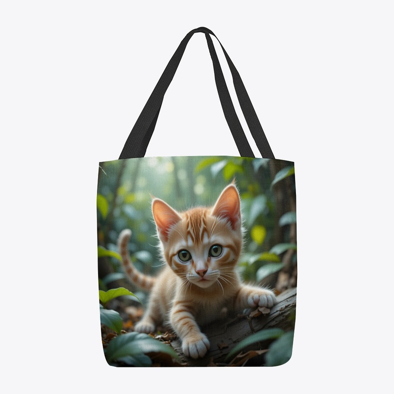 Baby cat stretching in the jungle