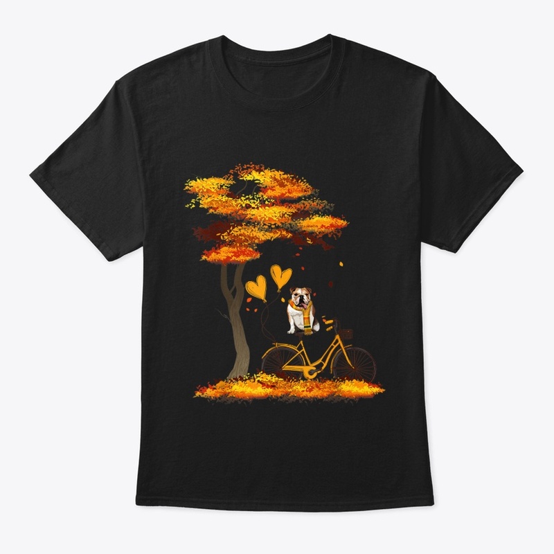 Maple Bulldog Bike Leaf Autumn Shirt