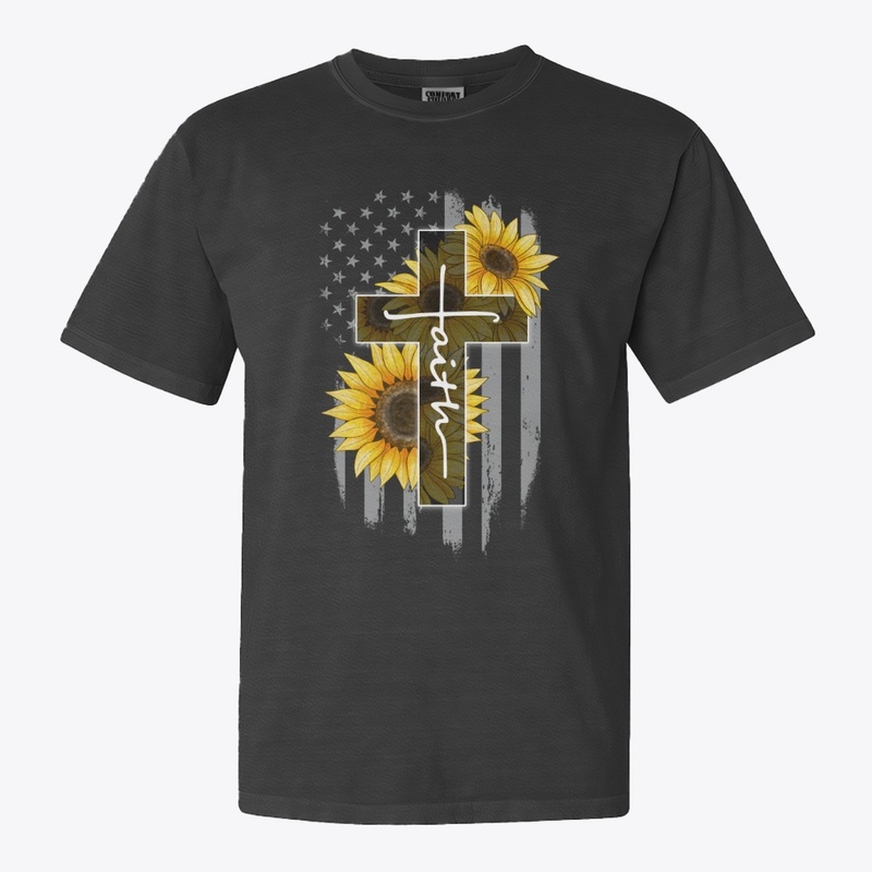 Faith Cross Sunflower Flag
