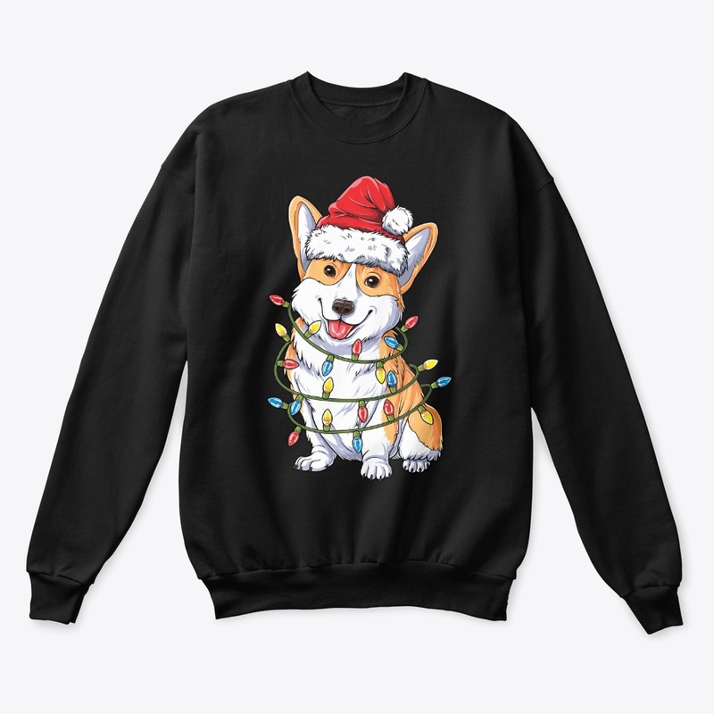 Corgi Santa Hat Xmas Lights Christmas