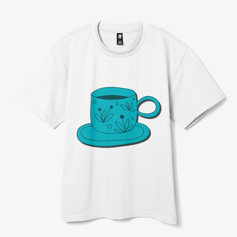Whimsical Teal Coffee Cup