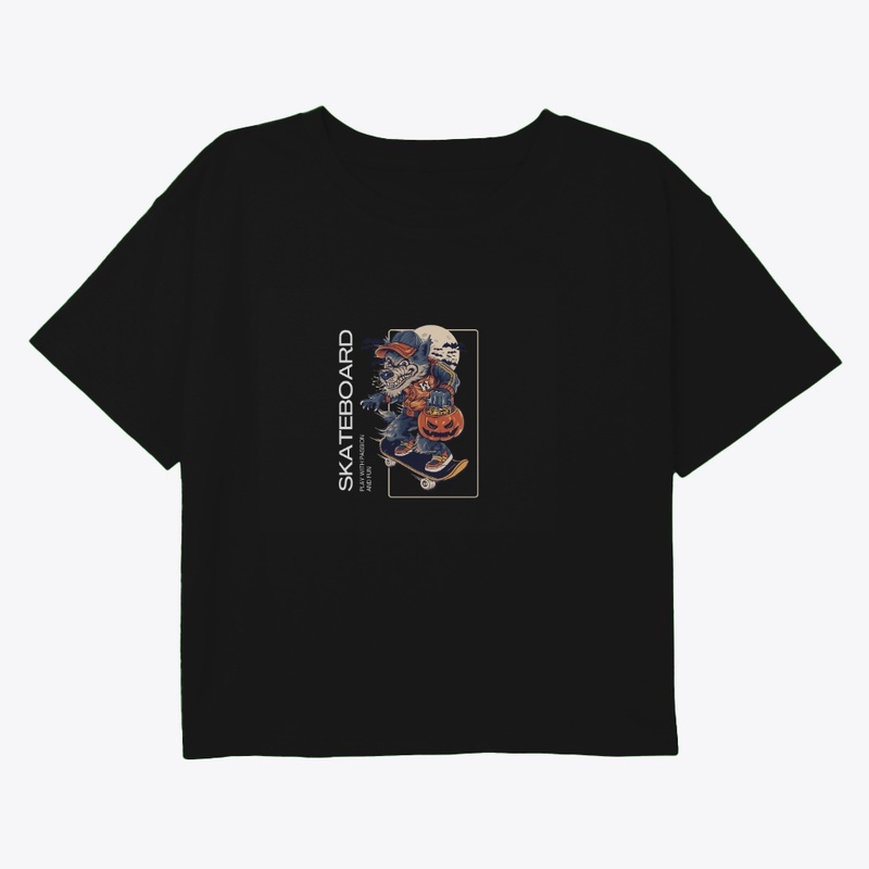 Customizable Skateboard Black T-Shirt