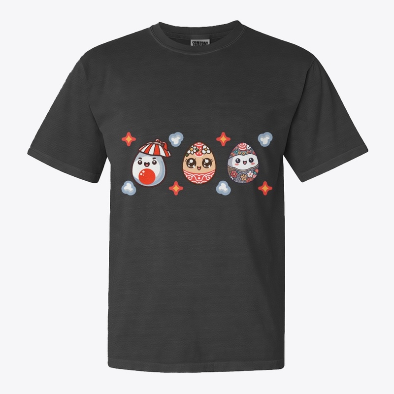 kawaii egg trio folk pattern