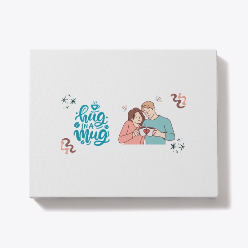 Brown and cream illustrative couple mug