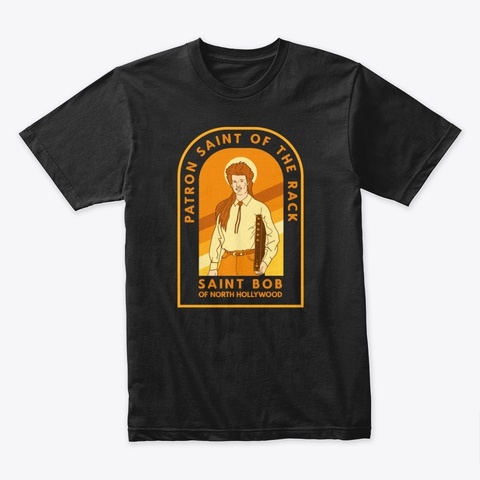 Saint Bob (Orange) Black T-Shirt Front