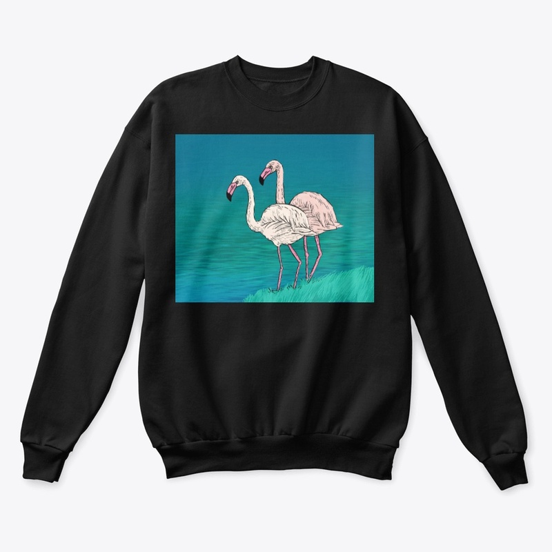 Two pink and white  flamingo 