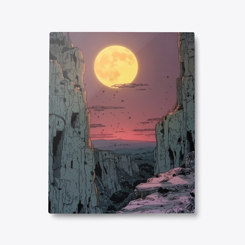 Metal Print Dramatic Canyon Moonrise