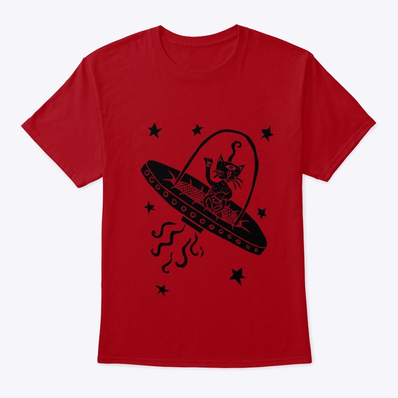 Classic Alien Cat Tee with Sun