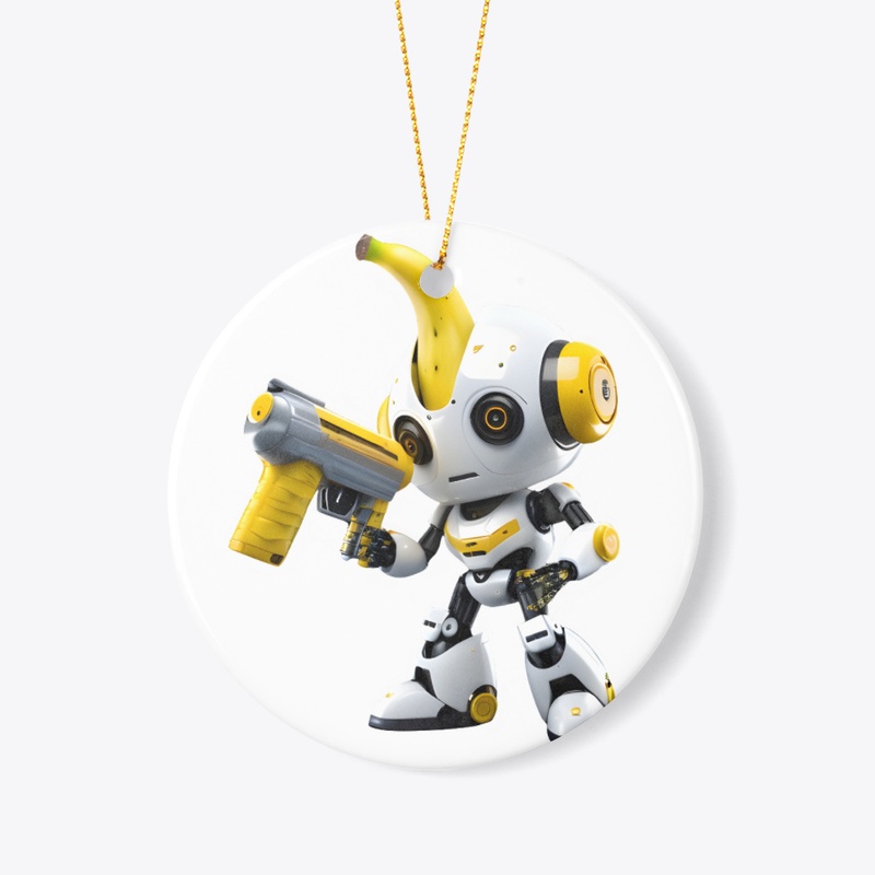 A robot carrying a banana