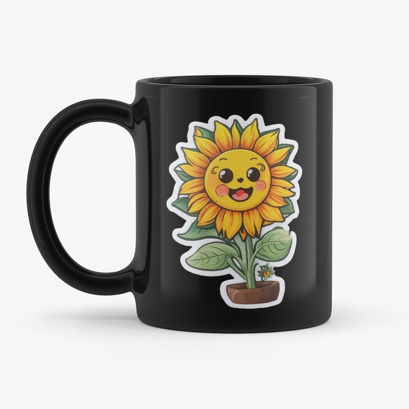 Cute cartoon flower mug.