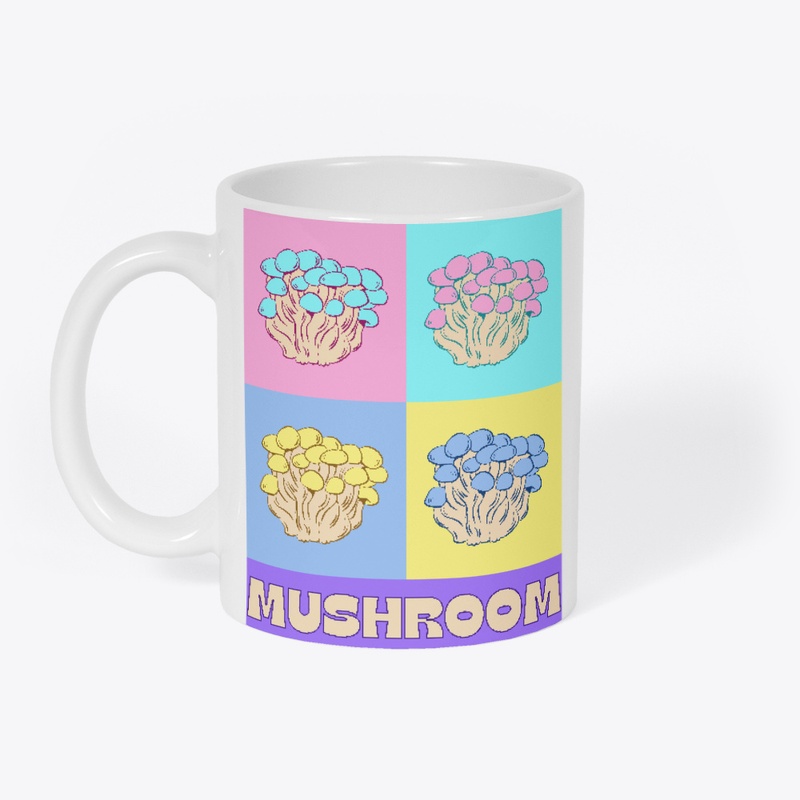 Cute baby pastel four mushroom collage