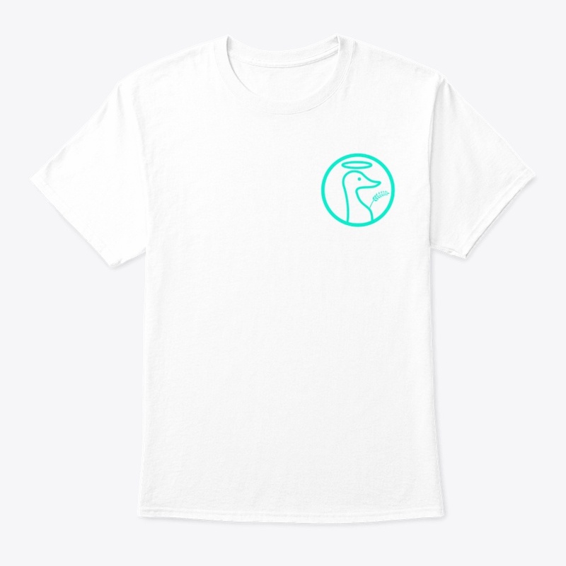 White Shirt with cyan Colors