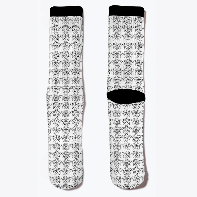 Black - White Leggings, Flower Leggings