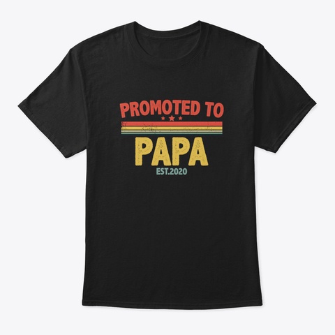 Promoted To Papa 2020 Vintage Gift For G Black T-Shirt Front