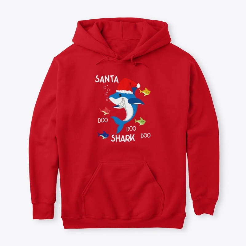 Santa Claus Shark Red Merry Christmas