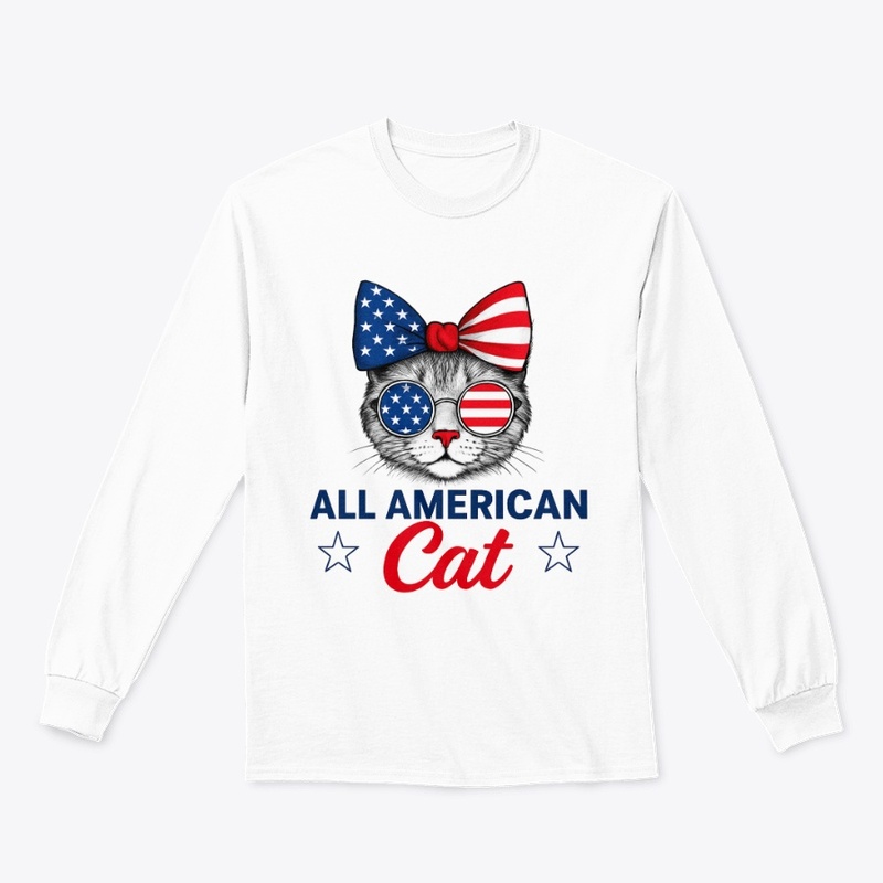 All American Cat T-Shirt Cat Lover Tee 