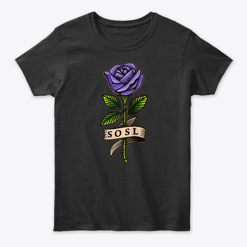 Single Rose womens T, full color purple