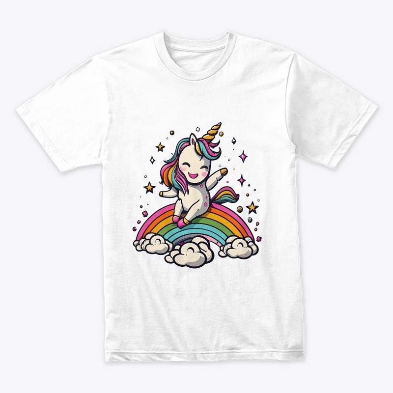 Sassy Unicorn on Rainbow for magic vibes