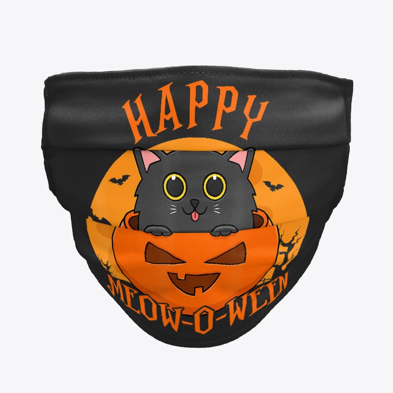 Happy Halloween Meowoween Cat Mask 