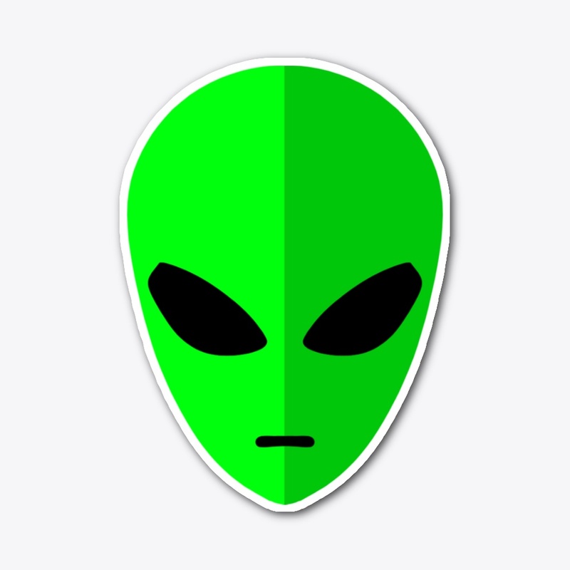 Green Alien Head Sticker