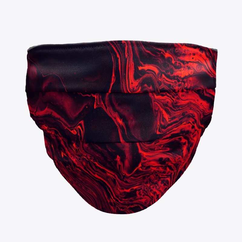 Face Mask - Red Abstract Pattern
