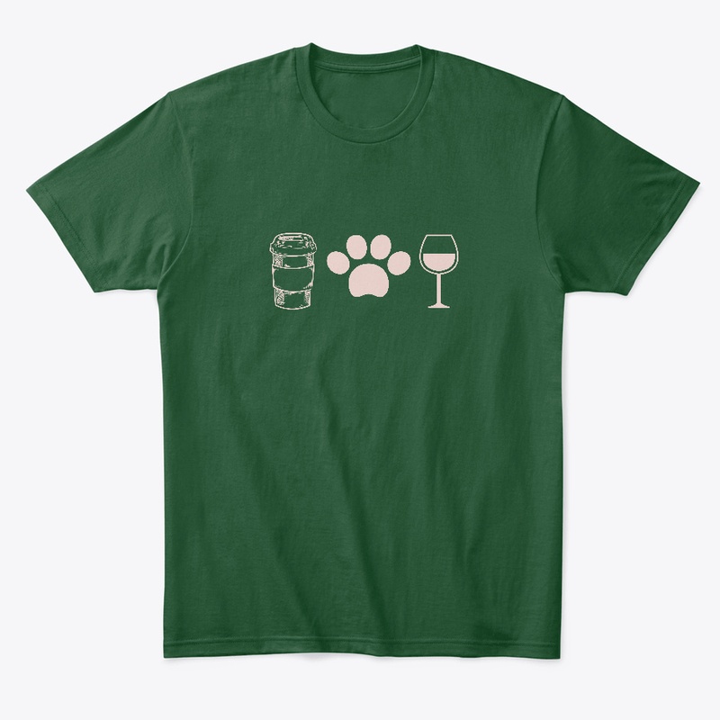 Pink Coffee Paw Wine Dog Mom Shirt