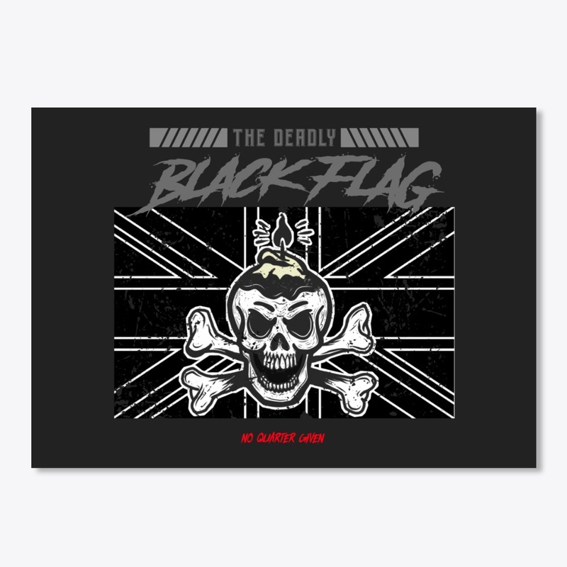 black flag, skull and bones.
