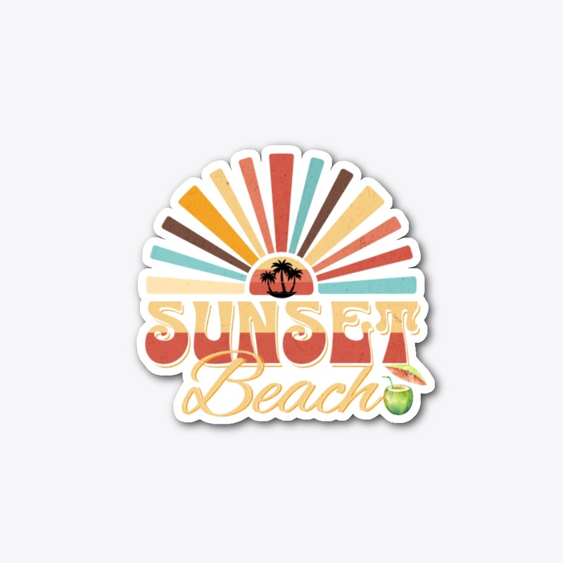 Vibrant Sunset Beach Illustration