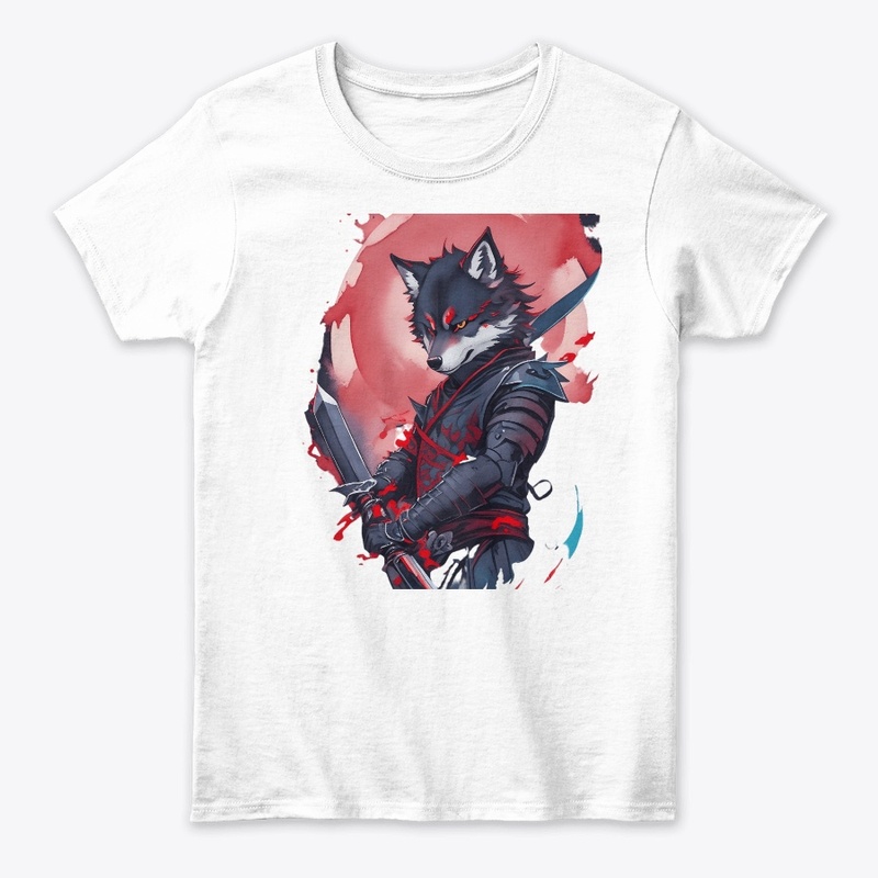  evil ninja wolf with weapon t-shirt 