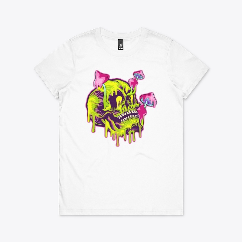 Psychedelic Skull and Mushrooms