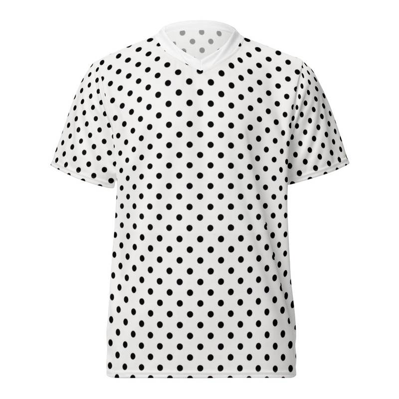 Black and White Polka Dot AOP V-Neck Tee