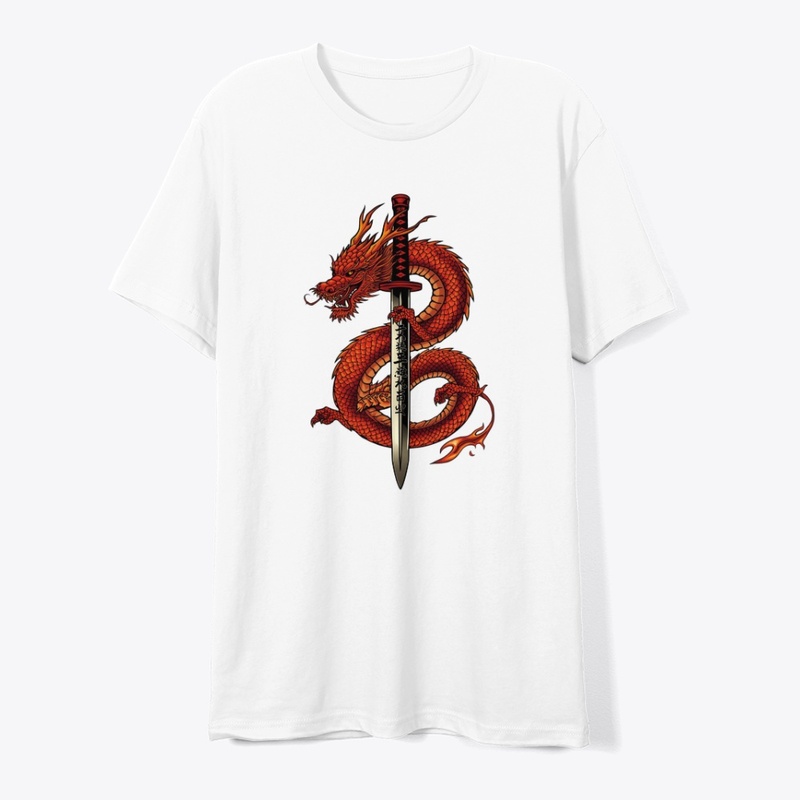 Japanese Dragon & Sword Graphic  🐉