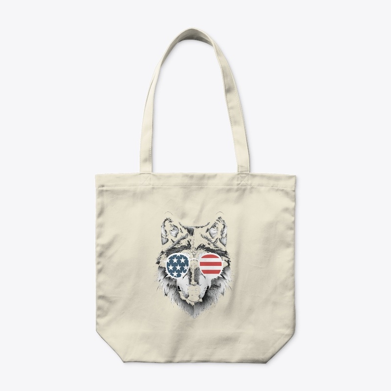 Wolf Art with American Flag Sunglasses