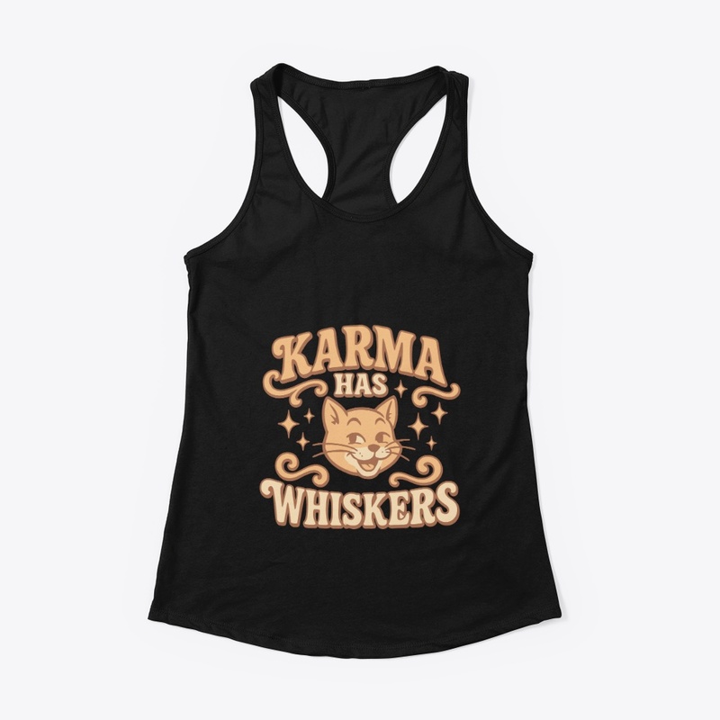 Karma Has Whiskers Retro Cat Tee Gift 