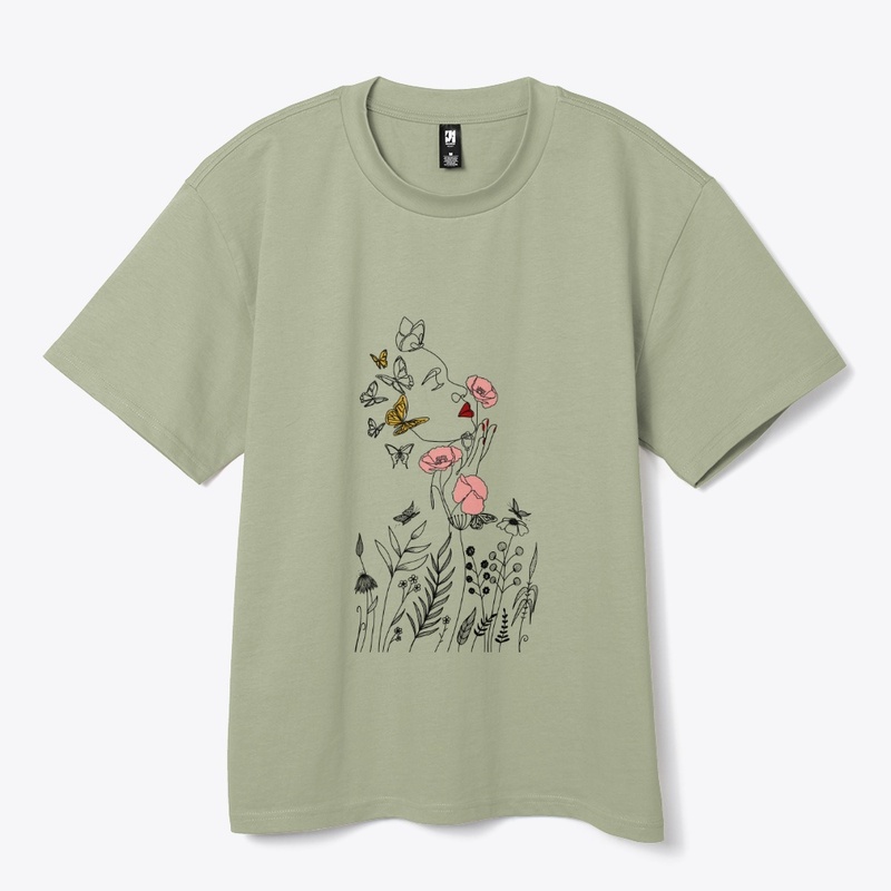 Woman face and flowers