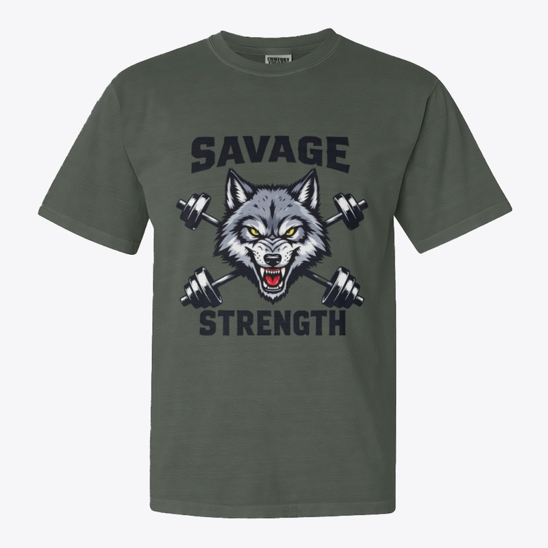Savage Strength – Wolf & Barbell T-Shirt
