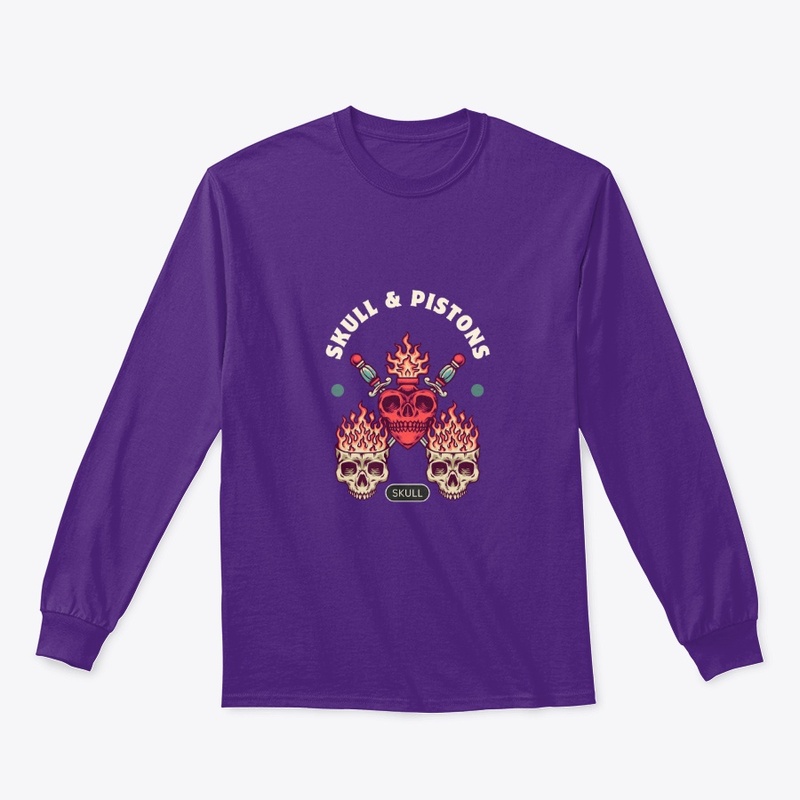 heart-shaped skull with flames emanating