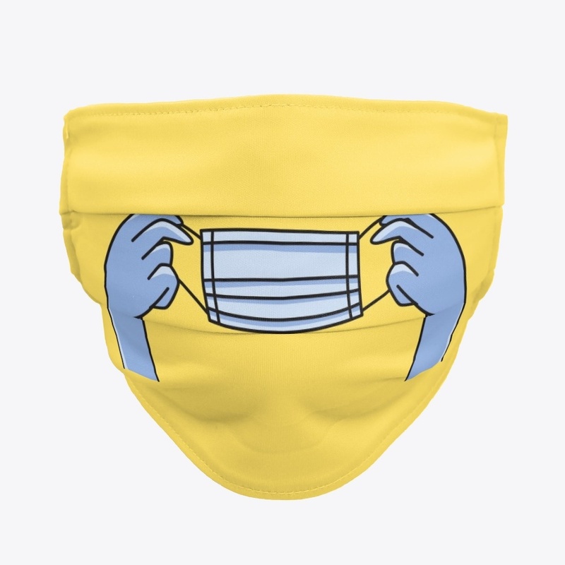 mascarilla amarilla con diseño 