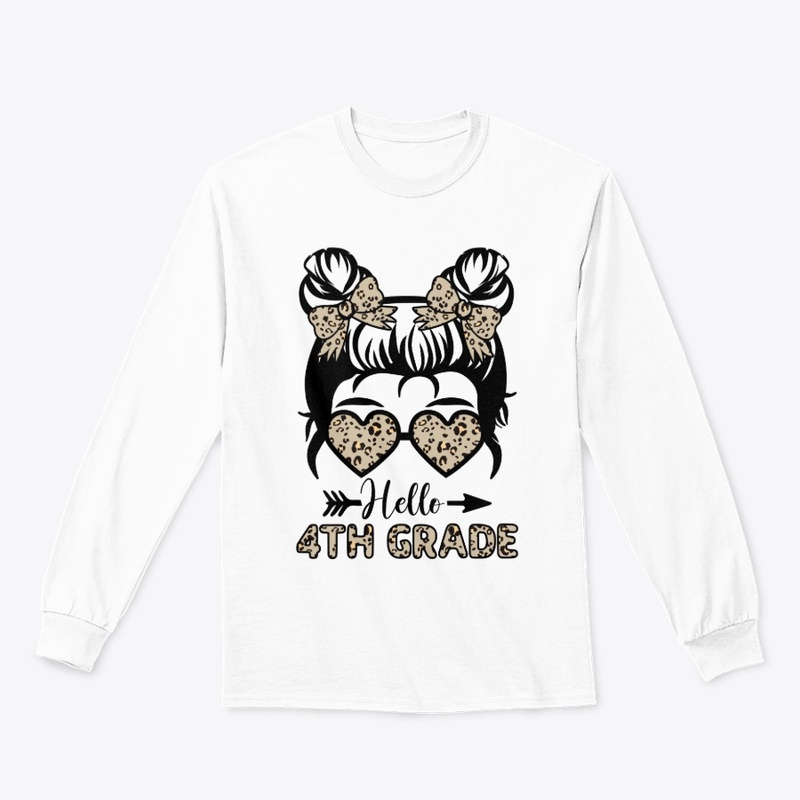 Hello 4th Grade Messy Bun - Leopard