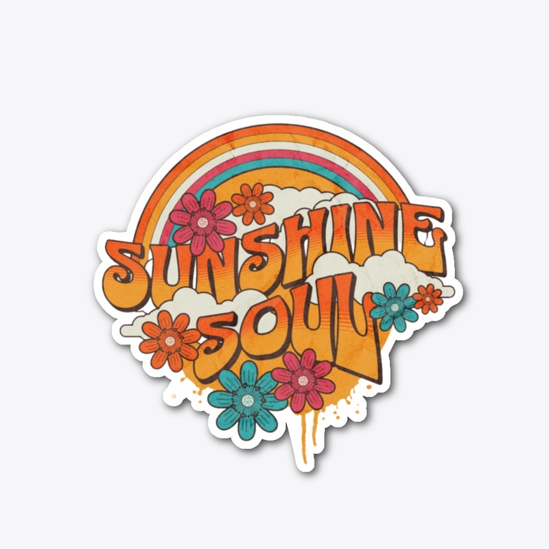 Retro Sunshine and Flower Sticker