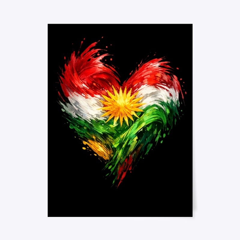 Kurdistan Heart: Artistic Flag Design