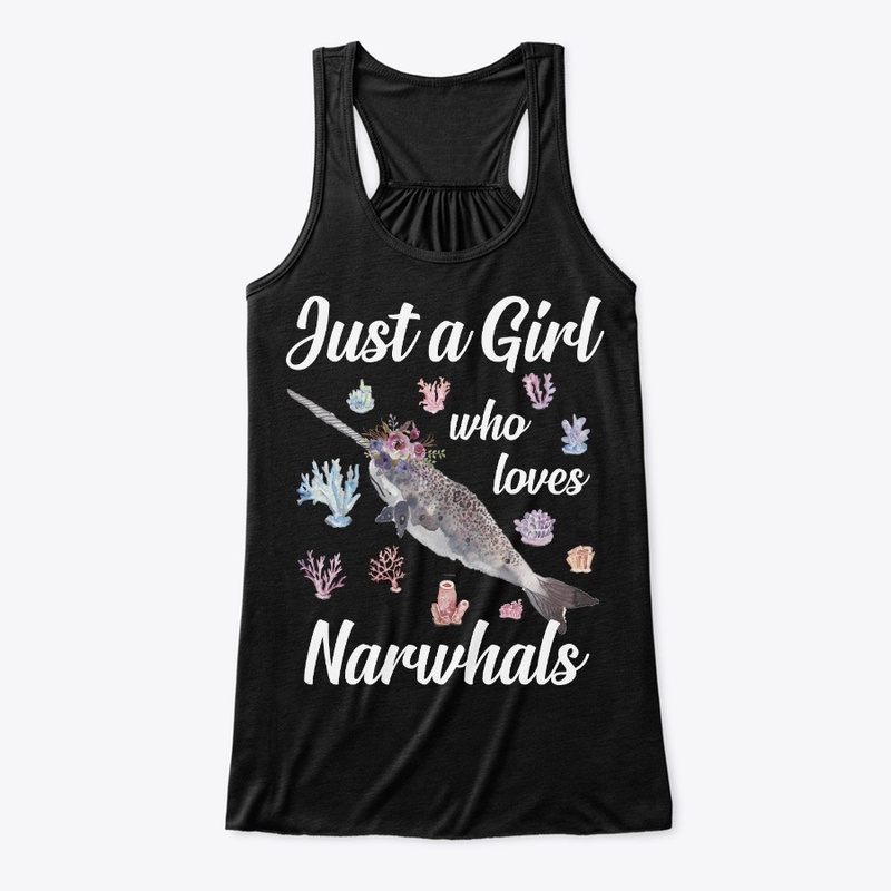 Girl Loves Narwhals Watercolor Style