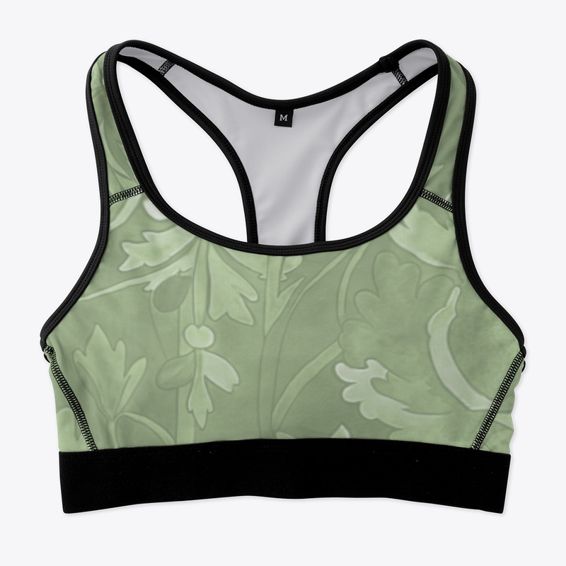 Sage Green Arts & Crafts Floral Pattern 