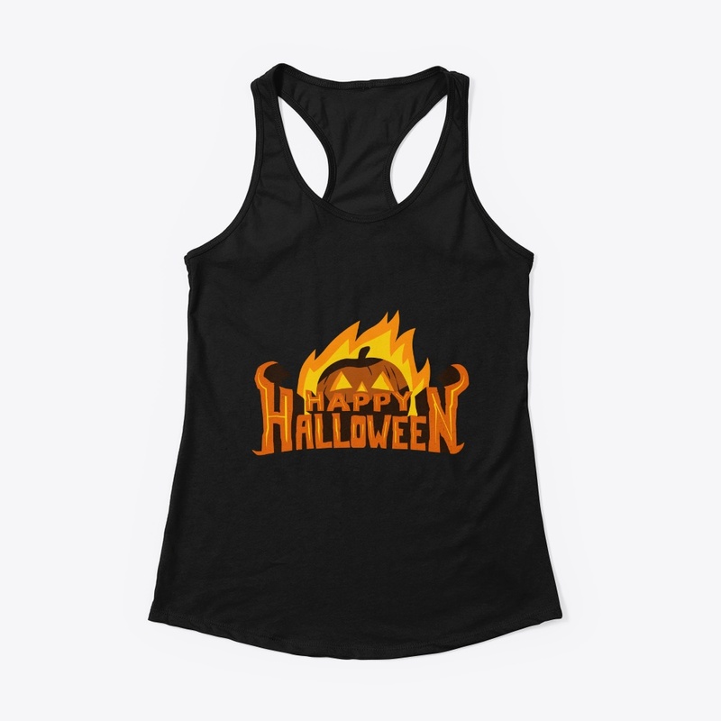 Fire happy Halloween text design 