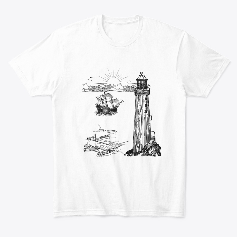 Scathe t shirt, light house t shirt 