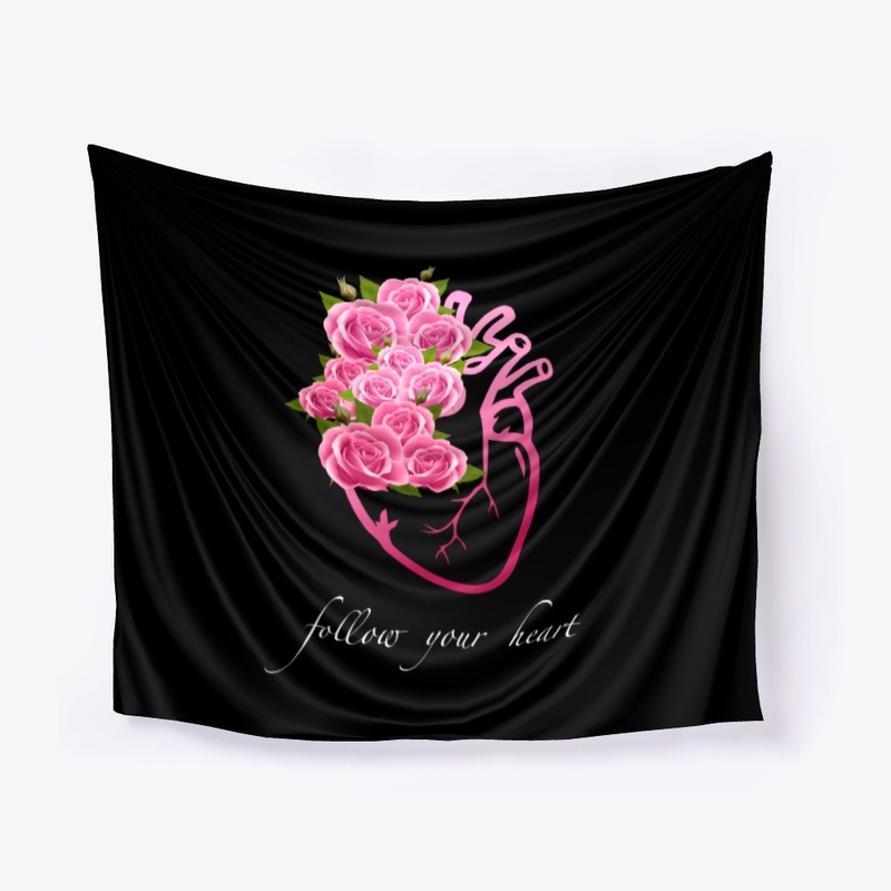 Follow Your Heart Art with Pink Roses