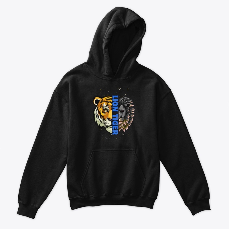 Lion Tiger Black Long Sleeve-Hoodie