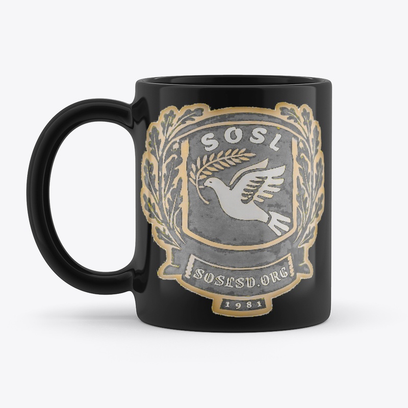 Laurel Dove Crest (gold/silver) blk mug